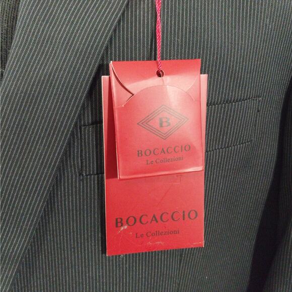 NWT@$239! BOCCACIO UOMO! BLACK W/FINE GRAY PINSTRIPES BLAZER, JACKET! SZ 42R - Picture 9 of 13
